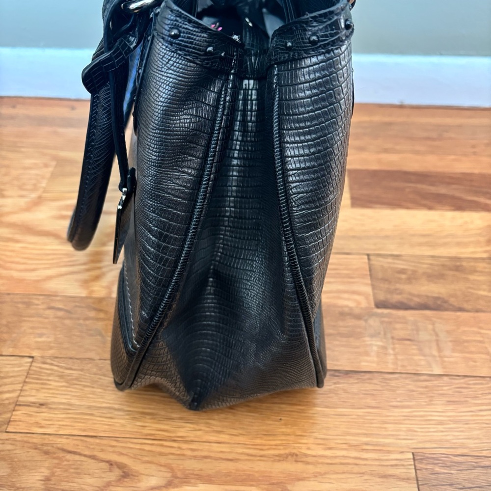 Nine West Black/Grey Textured Faux Leather Tote Handbag - Picture 4 of 15
